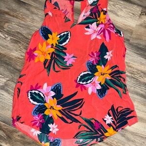 Old Navy Coral Floral Sleeveless Blouse